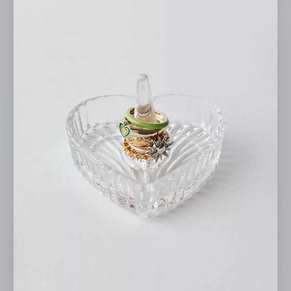 Urban Outfitters glass. Heart ring dish